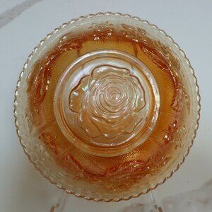 Imperial Lustre Marigold Rose Carnival Glass Bowl
